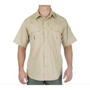 5.11 Tactical Men's 2XL Khaki Utility Button Up Shirt Law Enforcement Workwear